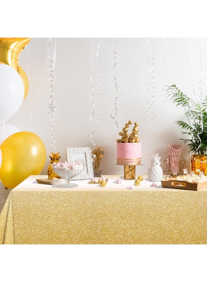 2-Pack Ombre Gold Disposable Plastic Tablecloths, Gradient Yellow-to-Gold Sprinkle Table Covers for Rectangle Tables, 137×274cm, for Ramadan, Eid al-Fitr, Wedding, Birthday & Anniversary Parties - Image 4
